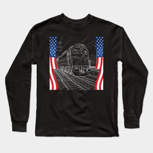 railroad spike american flag Train Gift for railway workers Long Sleeve T-Shirt